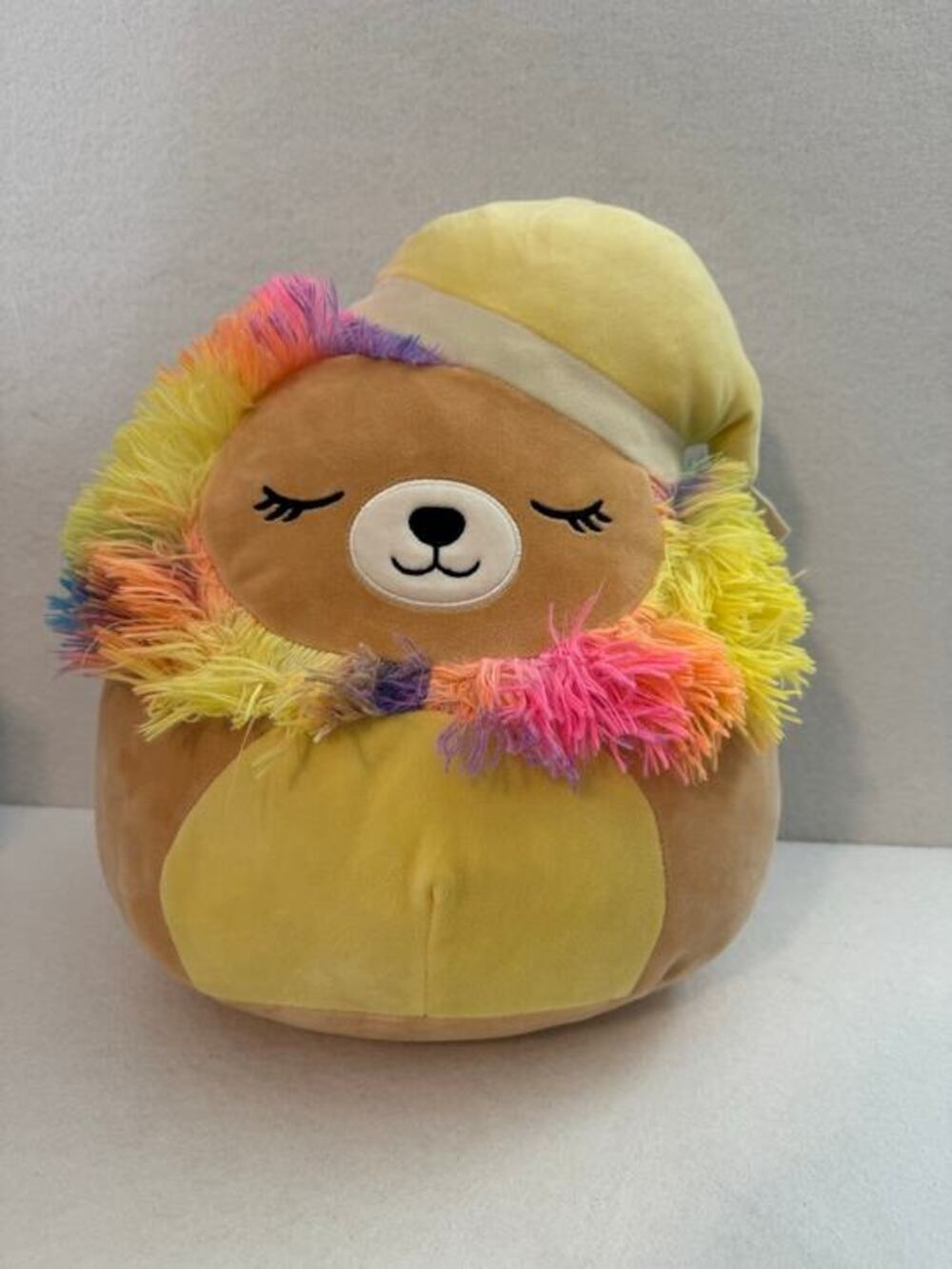Squishmallows New Lianne the Lion Rainbow Mane Yellow Nightcap Plushie 16inch